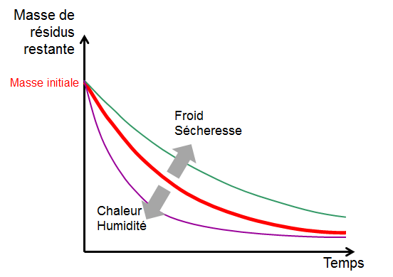 Plus le climat est chaud et humide, plus la décomposition est rapide. A l'inverse, plus le climat est froid et sec, plus la décomposition est lente