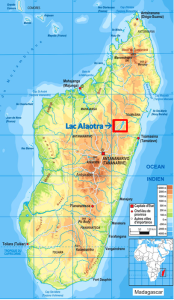 Carte&nbsp;: Localisation du Lac Alaotra &agrave; Madagascar (G&eacute;oconfluences)
