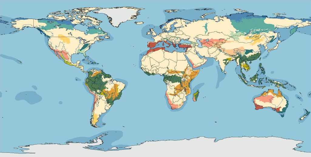 Mappemonde illustrant les écorégions