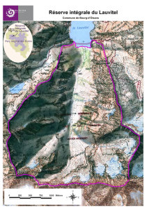Carte géographique de la Réserve du Lauvitel situé proche de la commune de Bourg-d'Oisans